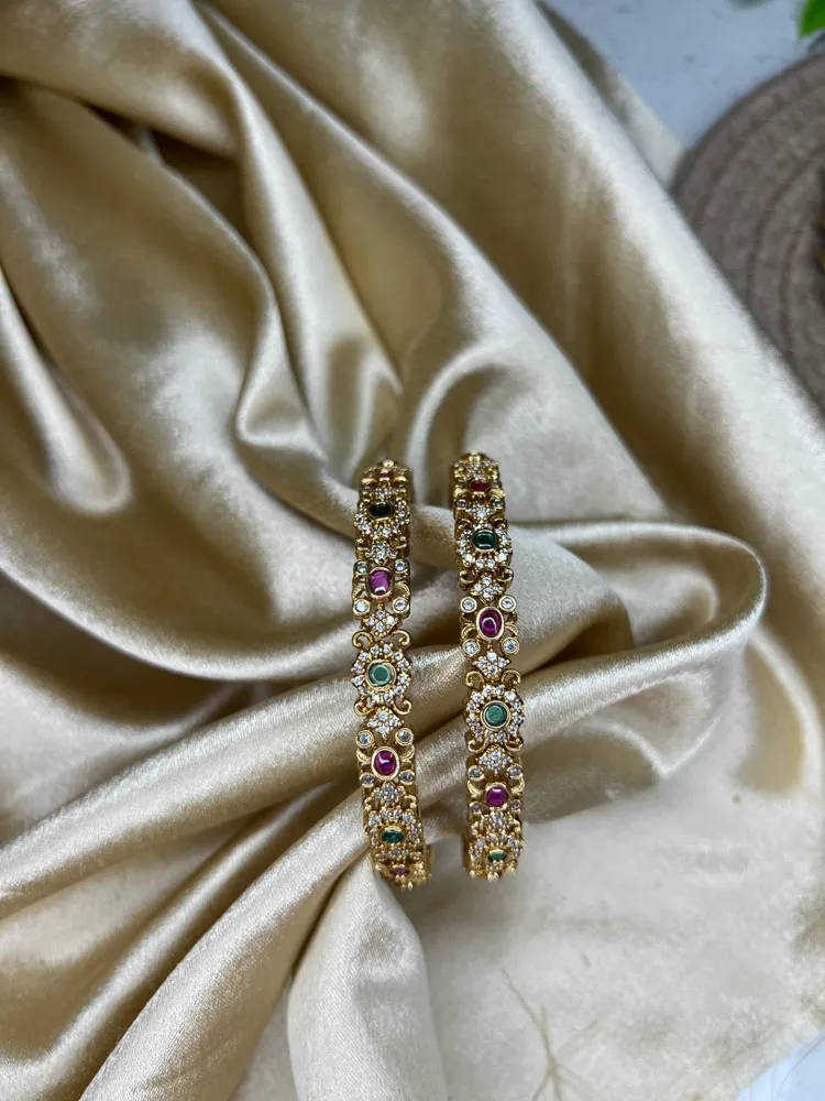 Statement Bangles — Floral Stone Premium