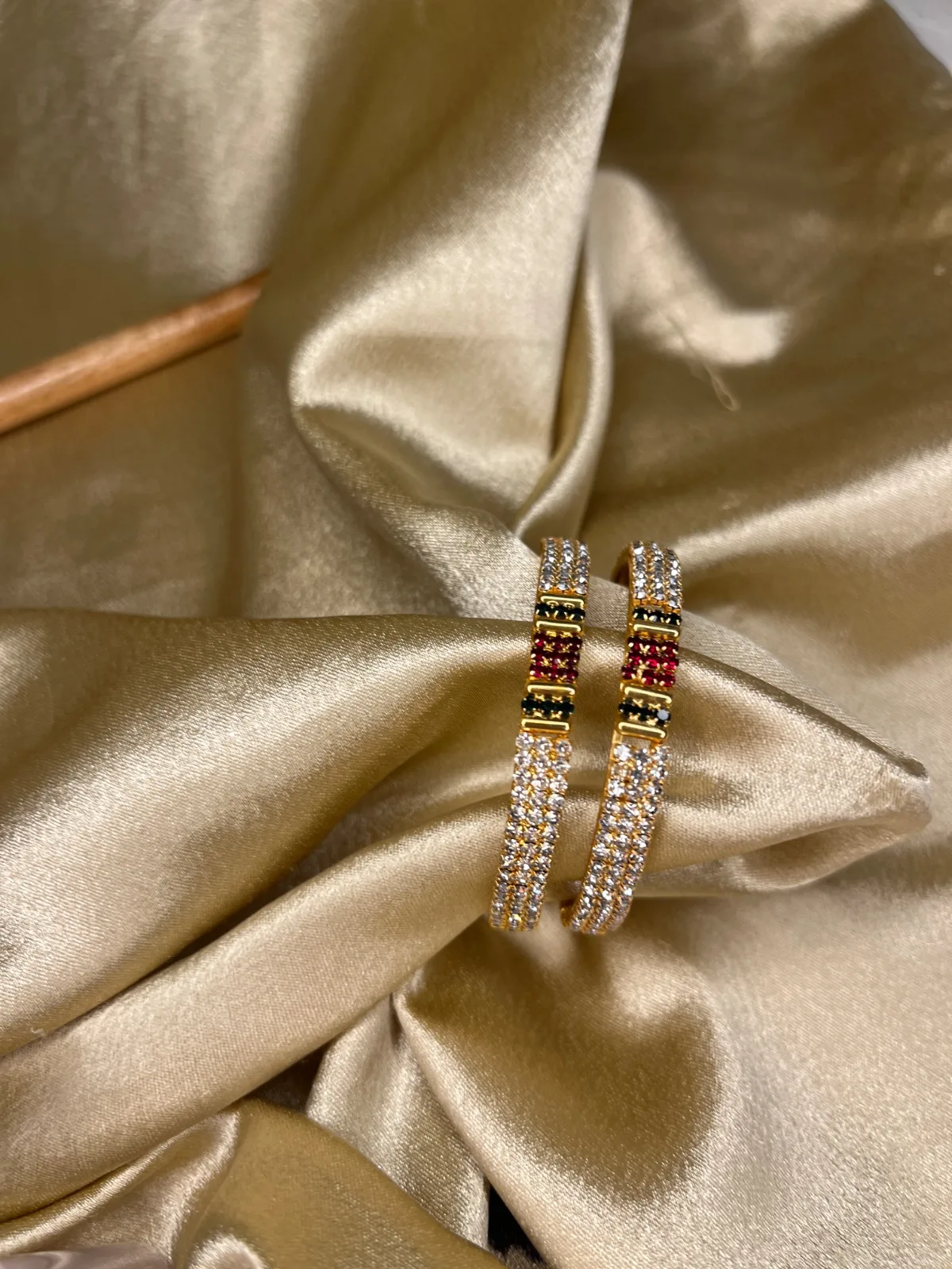 Kids Bangle — White Ruby Green Stone