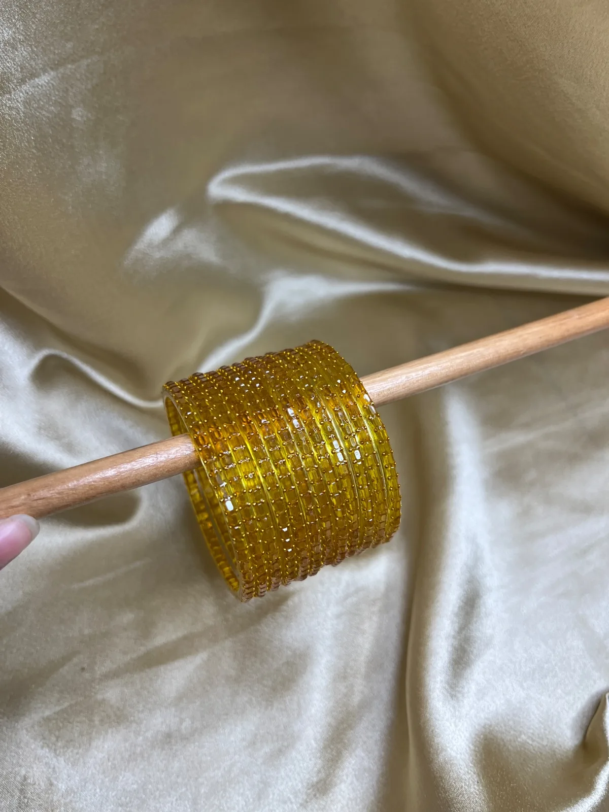 Square Edge Glass Bangles — Golden Yellow